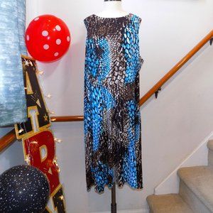 EFFORTLESS STYLE BROWN & BLUE SNAKESKIN MIDI DRESS